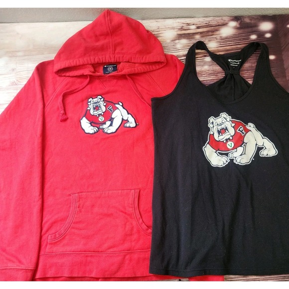 Fresno State Bulldogs‎ Womens Sweatshirt & Tank Top Set L XL Red Black College - Picture 1 of 13